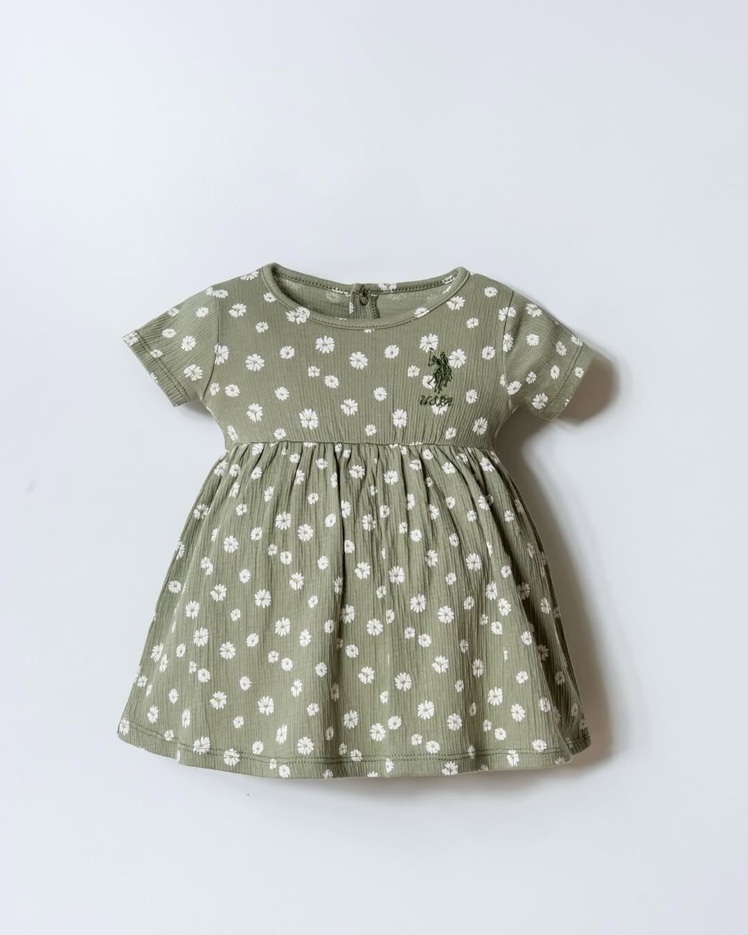 Floral dress in olive green color