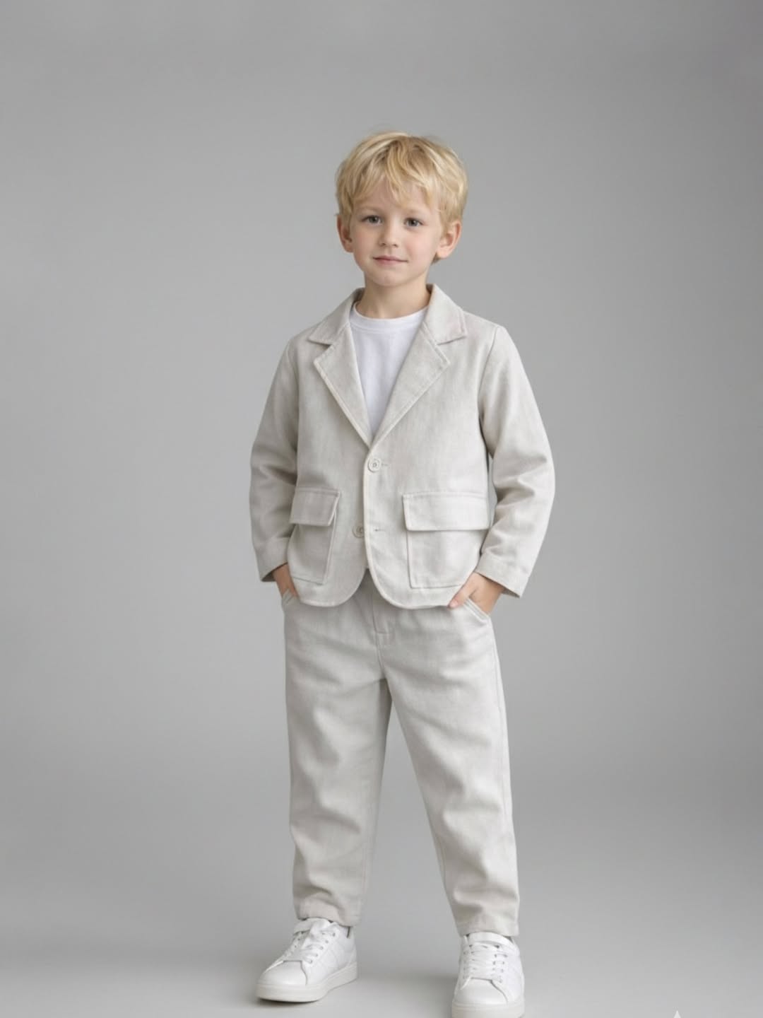 Linen suit color beige Super chicc